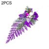 CP0333 2 PCS Christmas Tree Pendant Simulation Leaves Pine Cone Flower Christmas Decorations (Purple)