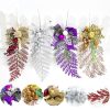 CP0333 2 PCS Christmas Tree Pendant Simulation Leaves Pine Cone Flower Christmas Decorations (Purple) - Image 3
