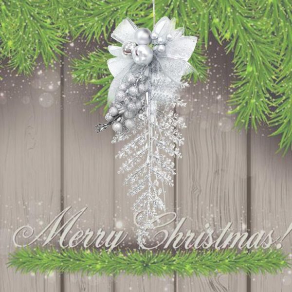 CP0333 2 PCS Christmas Tree Pendant Simulation Leaves Pine Cone Flower Christmas Decorations (Purple) - Image 4