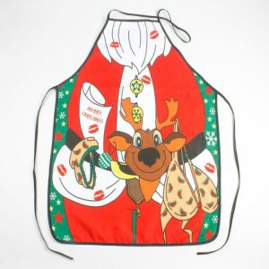 CP0732 2 PCS Christmas Lady Apron Cartoon Funny Christmas Apron Decoration Christmas Decoration (A)