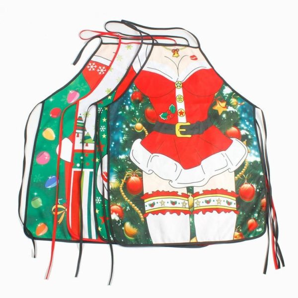 CP0732 2 PCS Christmas Lady Apron Cartoon Funny Christmas Apron Decoration Christmas Decoration (A) - Image 3
