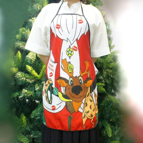 CP0732 2 PCS Christmas Lady Apron Cartoon Funny Christmas Apron Decoration Christmas Decoration (A) - Image 4