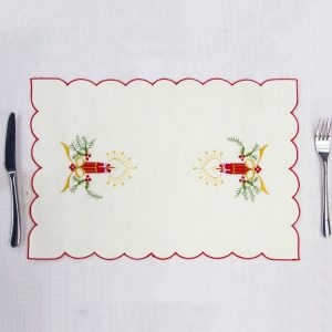 2 PCS Christmas Embroidery Table Cutlery Pad Desktop Decoration (Wicking)