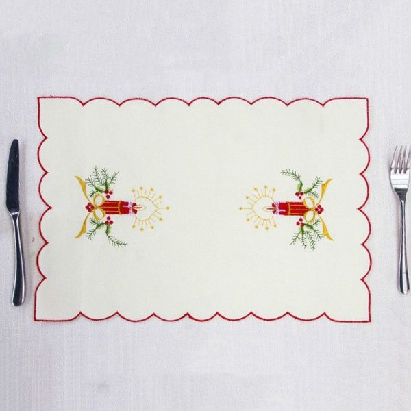2 PCS Christmas Embroidery Table Cutlery Pad Desktop Decoration (Wicking) - Image 2