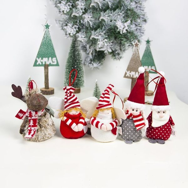 2 PCS Christmas Cloth Santa Snowman Doll Pendant (White Angel) - Image 4