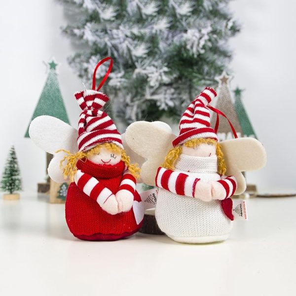 2 PCS Christmas Cloth Santa Snowman Doll Pendant (White Angel) - Image 5