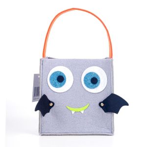 2 PCS Halloween Cloth Felt Square Cartoon Gift Storage Bag Shopping Basket (Grey)