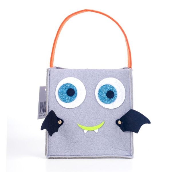 2 PCS Halloween Cloth Felt Square Cartoon Gift Storage Bag Shopping Basket (Grey)