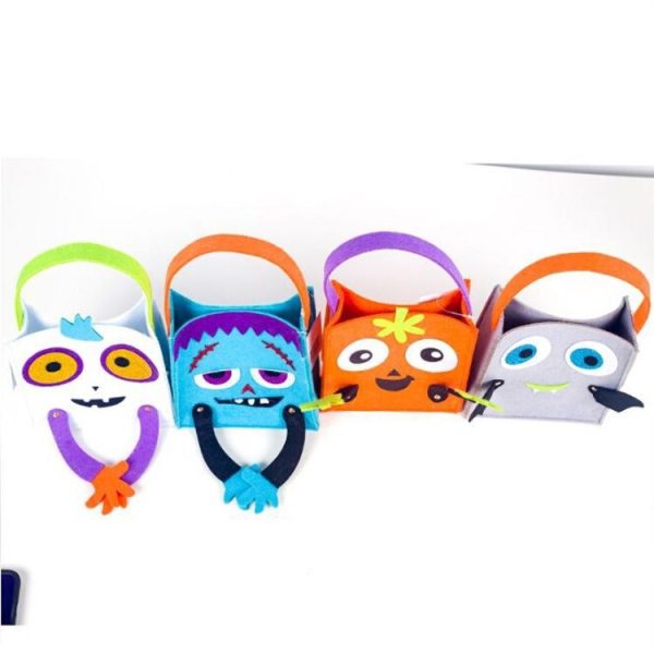 2 PCS Halloween Cloth Felt Square Cartoon Gift Storage Bag Shopping Basket (Grey) - Image 4