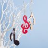 2 PCS Creative Christmas Wood Painted Snowflake Musical Notes Pendant Ornament, Specification: Red Note - Image 3