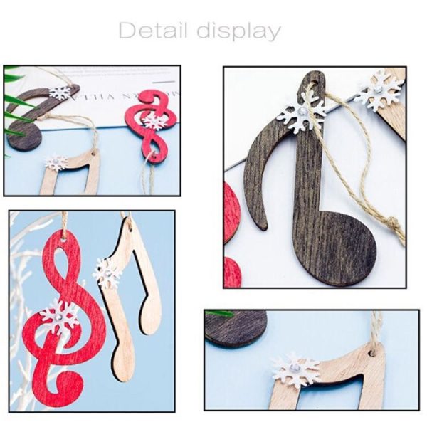 2 PCS Creative Christmas Wood Painted Snowflake Musical Notes Pendant Ornament, Specification: Three Sets - Image 4