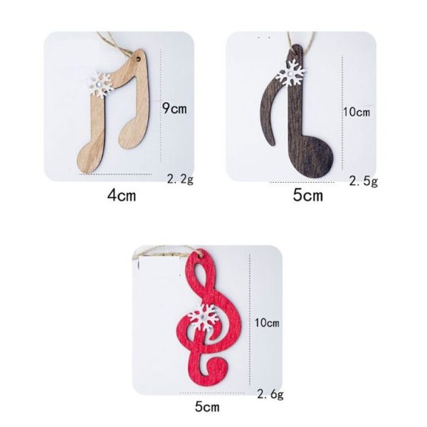 2 PCS Creative Christmas Wood Painted Snowflake Musical Notes Pendant Ornament, Specification: Three Sets - Image 5