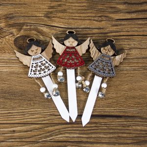 2 Packs Creative Christmas Wooden Cake Insert Baking Decoration, Specification: Angel