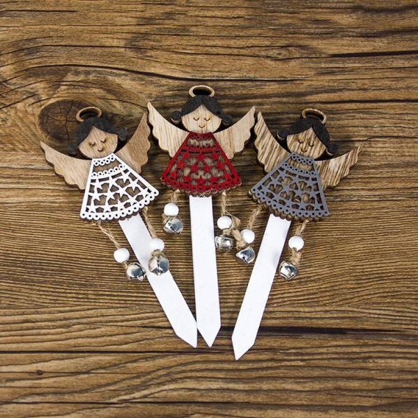 2 Packs Creative Christmas Wooden Cake Insert Baking Decoration, Specification: Angel