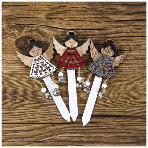 2 Packs Creative Christmas Wooden Cake Insert Baking Decoration, Specification: Angel - Image 2