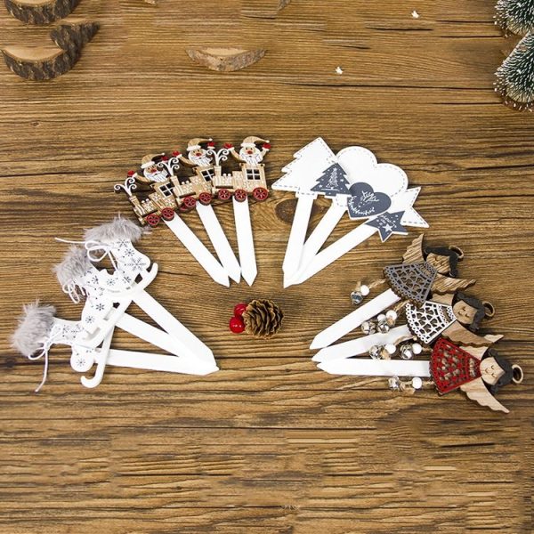 2 Packs Creative Christmas Wooden Cake Insert Baking Decoration, Specification: Angel - Image 3