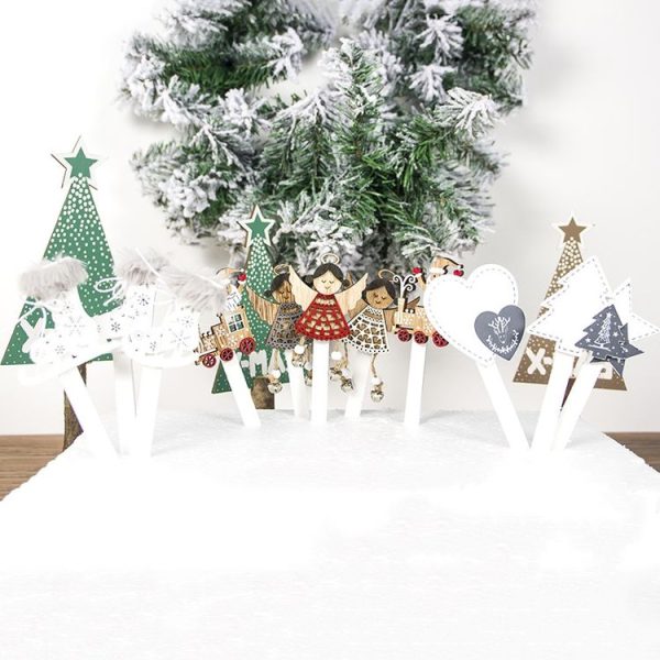 2 Packs Creative Christmas Wooden Cake Insert Baking Decoration, Specification: Angel - Image 4