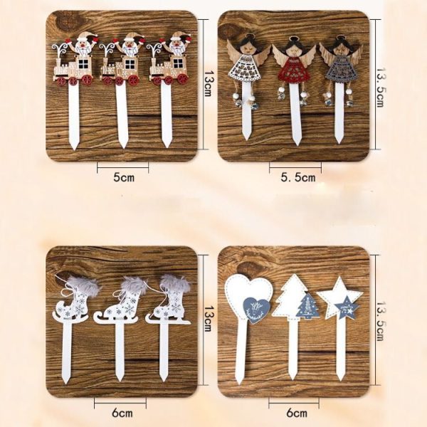 2 Packs Creative Christmas Wooden Cake Insert Baking Decoration, Specification: Christmas Combination - Image 7