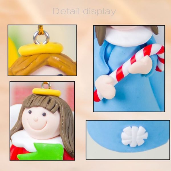 2 PCS Christmas Decorations White Skirt Girl Christmas Angel Pendant Creative Soft Clay Christmas Tree Pendant (F Powder Christmas Tree) - Image 3