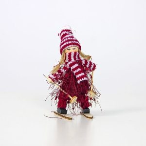 2 PCS Christmas Wool Tassel Ski Doll Accessories Scene Decoration (Red)
