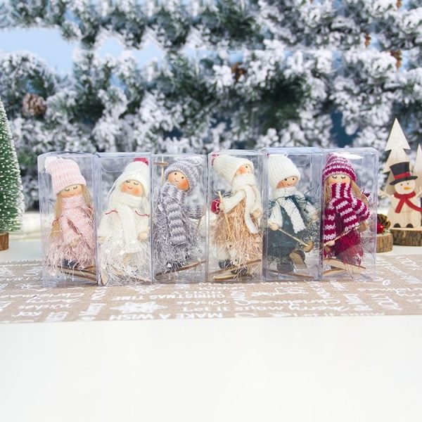 2 PCS Christmas Wool Tassel Ski Doll Accessories Scene Decoration (Red) - Image 5