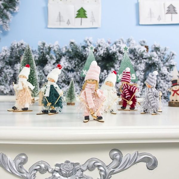 2 PCS Christmas Wool Tassel Ski Doll Accessories Scene Decoration (Red) - Image 6