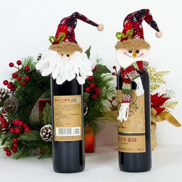 2 PCS Santa Claus Snowman Bottle Bag Christmas Tree Top Decoration (Snowman) - Image 3