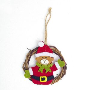 2 PCS Creative Christmas Cartoon Felt ring Rattan Ornament (Bear)
