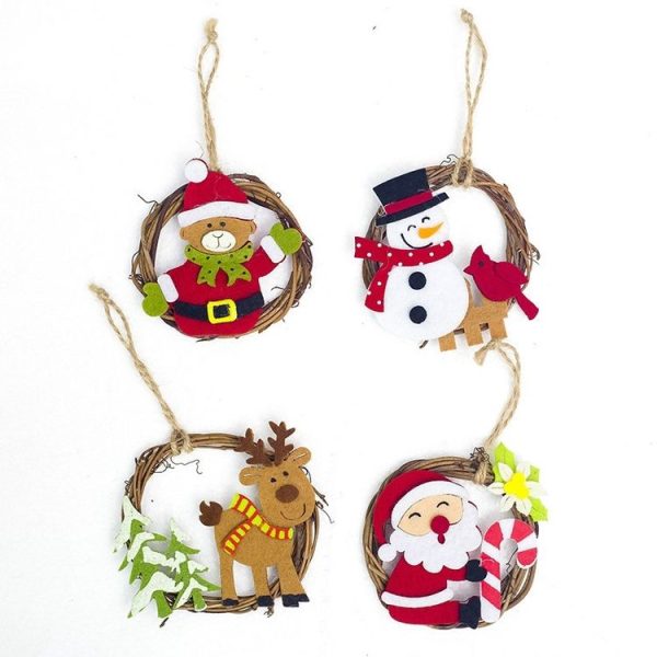 2 PCS Creative Christmas Cartoon Felt ring Rattan Ornament (Bear) - Image 3