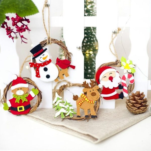 2 PCS Creative Christmas Cartoon Felt ring Rattan Ornament (Bear) - Image 4