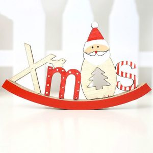 2 PCS Santa Snowman Wood Painted Letters Ornament (Santa)