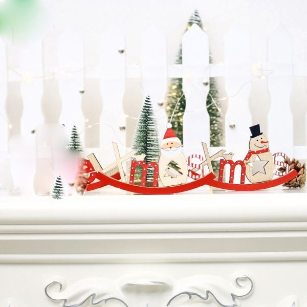 2 PCS Santa Snowman Wood Painted Letters Ornament (Santa) - Image 3