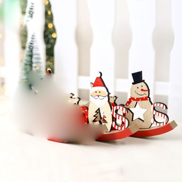 2 PCS Santa Snowman Wood Painted Letters Ornament (Santa) - Image 4