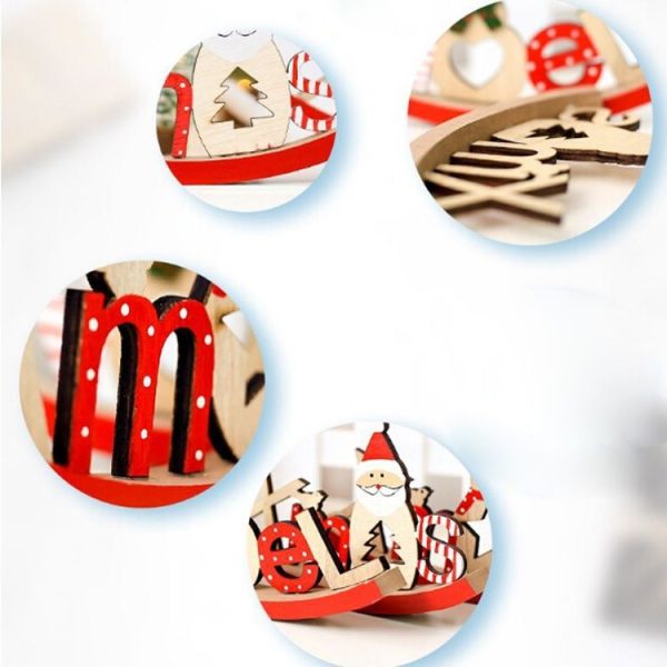 2 PCS Santa Snowman Wood Painted Letters Ornament (Santa) - Image 5
