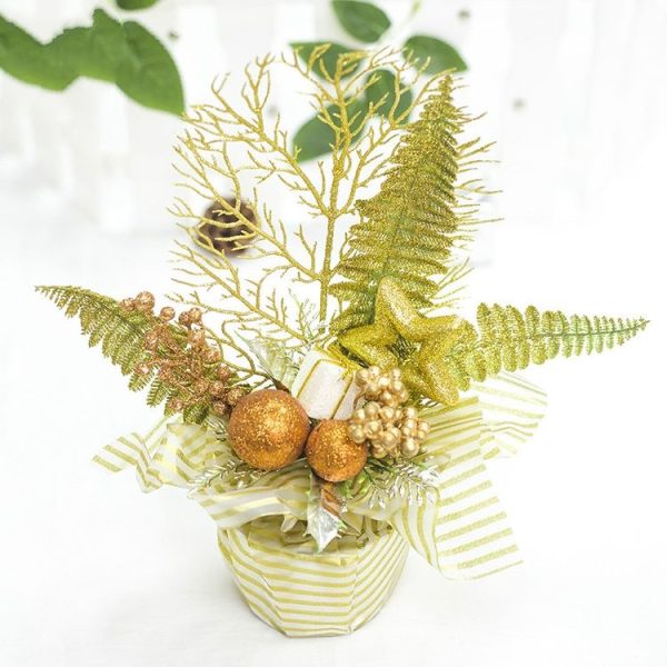 2 PCS Christmas Creative Potted Pine Cone Red Fruit Decoration (Gold Leaf Gold Fruit) - Image 4