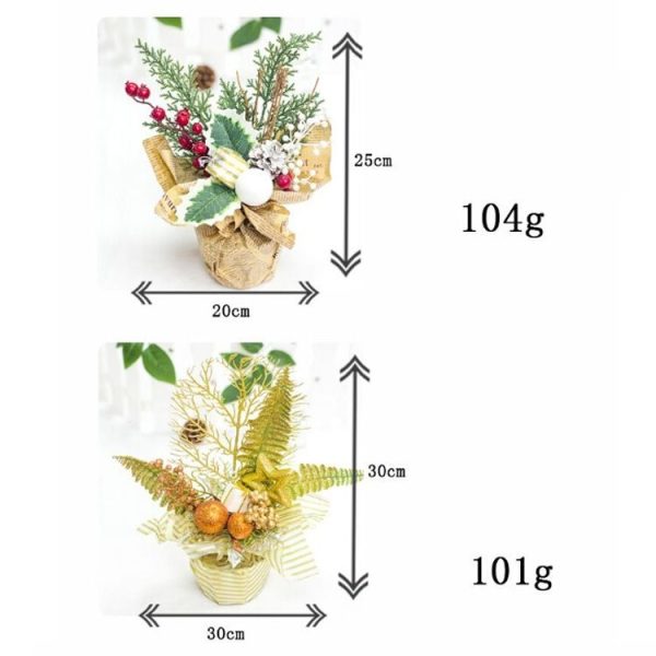 2 PCS Christmas Creative Potted Pine Cone Red Fruit Decoration (Gold Leaf Gold Fruit) - Image 6