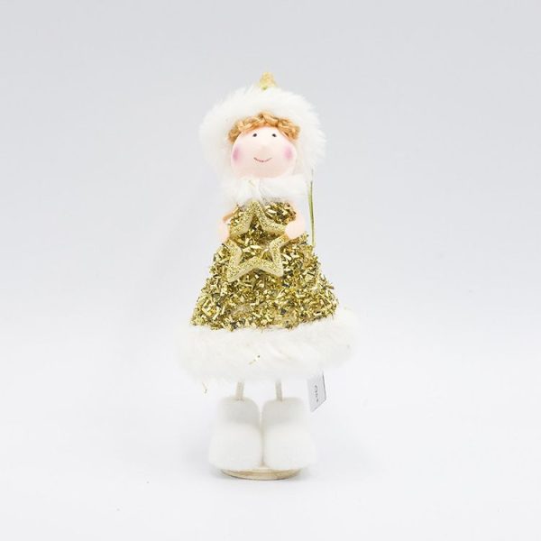 2 PCS Christmas Decorations Cute Santa Snowman Doll Decorations Holding Small Gifts Christmas Dolls (B Five-pointed Star Angel)