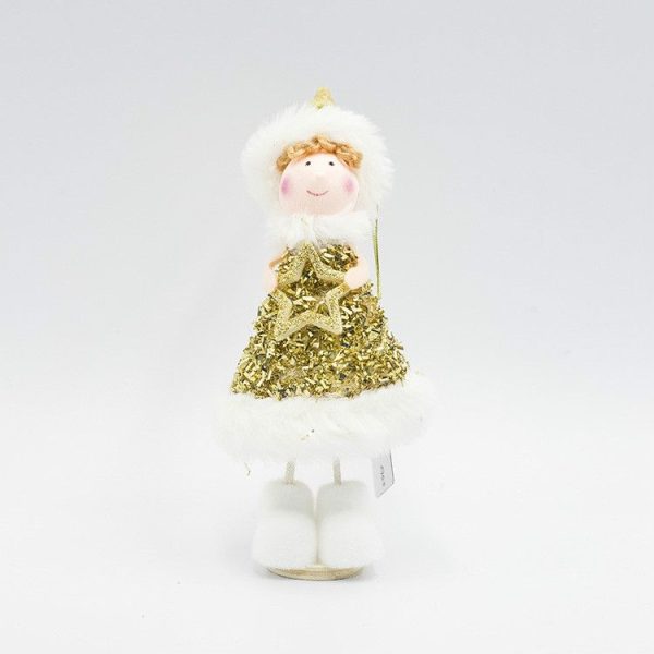 2 PCS Christmas Decorations Cute Santa Snowman Doll Decorations Holding Small Gifts Christmas Dolls (B Five-pointed Star Angel) - Image 2