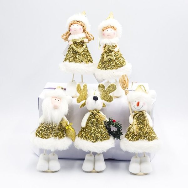 2 PCS Christmas Decorations Cute Santa Snowman Doll Decorations Holding Small Gifts Christmas Dolls (B Five-pointed Star Angel) - Image 3