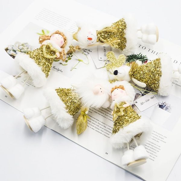 2 PCS Christmas Decorations Cute Santa Snowman Doll Decorations Holding Small Gifts Christmas Dolls (B Five-pointed Star Angel) - Image 4