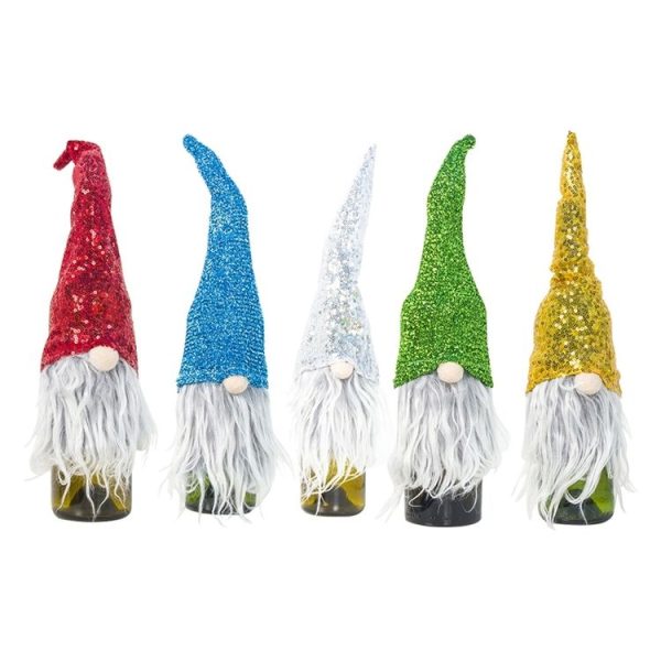 2 PCS Christmas Cloth Sequins Faceless Santa Champagne Red Wine Bottle Set Accessories Scene Decoration (Green) - Image 2