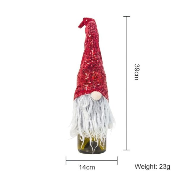 2 PCS Christmas Cloth Sequins Faceless Santa Champagne Red Wine Bottle Set Accessories Scene Decoration (Green) - Image 3