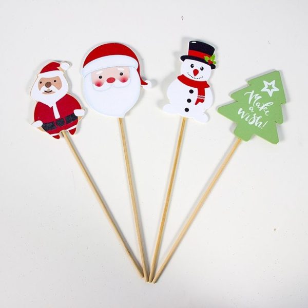 2 Packs Christmas Wooden Painted Card Accessories Scene Decoration - Image 2