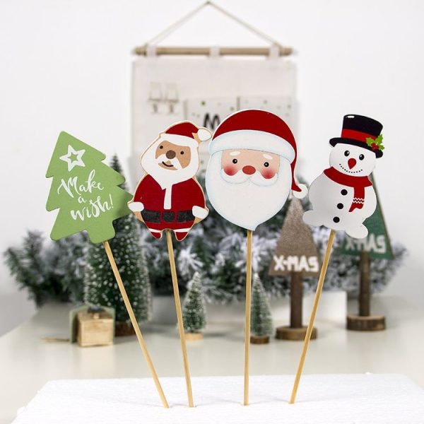 2 Packs Christmas Wooden Painted Card Accessories Scene Decoration - Image 3