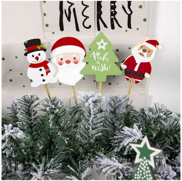 2 Packs Christmas Wooden Painted Card Accessories Scene Decoration - Image 4