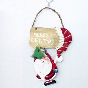 2 PCS Christmas Creative Painted Resin Wooden Sign House Pendant Decoration (Santa)