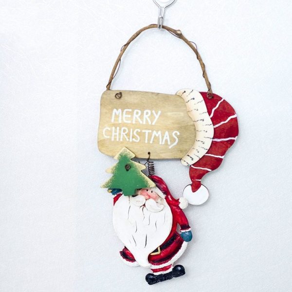 2 PCS Christmas Creative Painted Resin Wooden Sign House Pendant Decoration (Santa) - Image 2