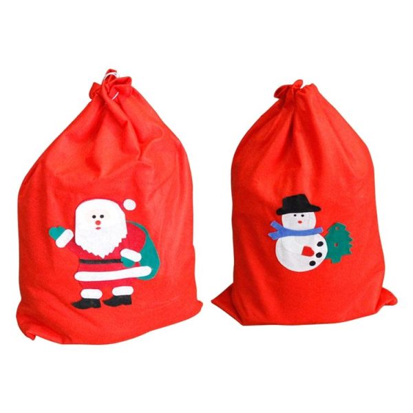2 PCS Christmas Woven Santa Claus Snowman Candy Gift Bag (Old Man) - Image 2