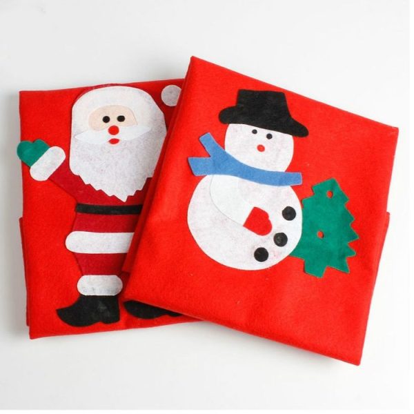 2 PCS Christmas Woven Santa Claus Snowman Candy Gift Bag (Old Man) - Image 5