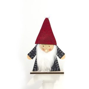 2 PCS Christmas Wooden Felt Splicing Ornaments Accessories Scene Decoration, Size: Large (Gray Coat Red Hat )